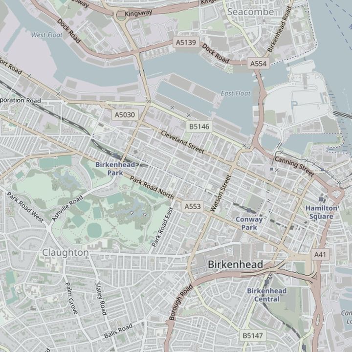 Map of Birkenhead and the surrounding streets
