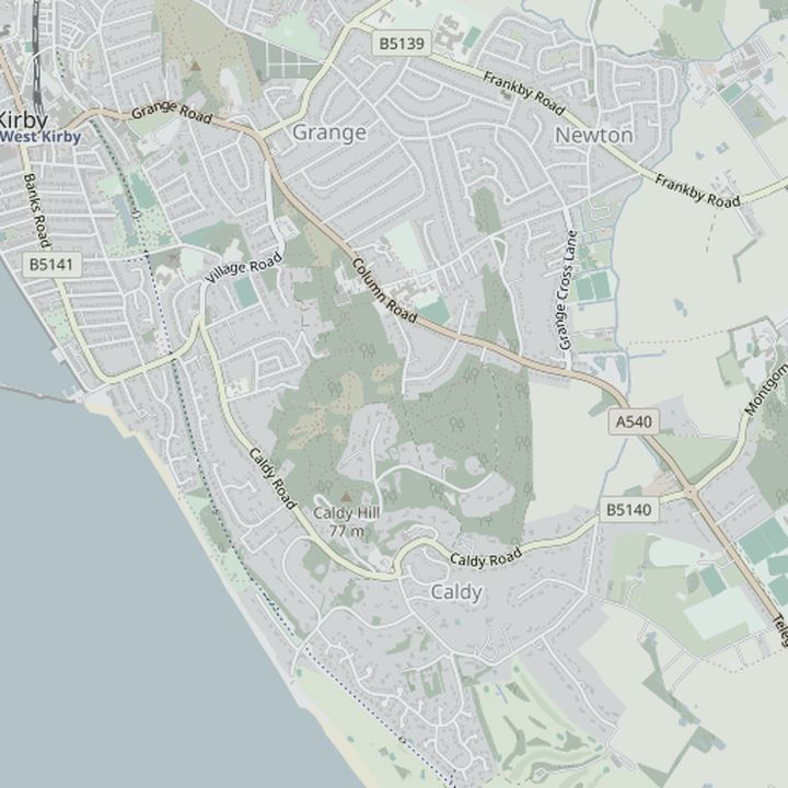 Map of Caldy and the surrounding streets