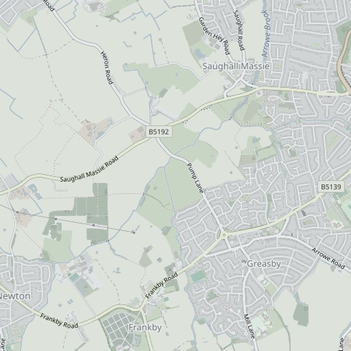 Map of Greasby and the surrounding streets