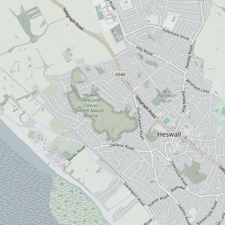 Map of Heswall and the surrounding streets